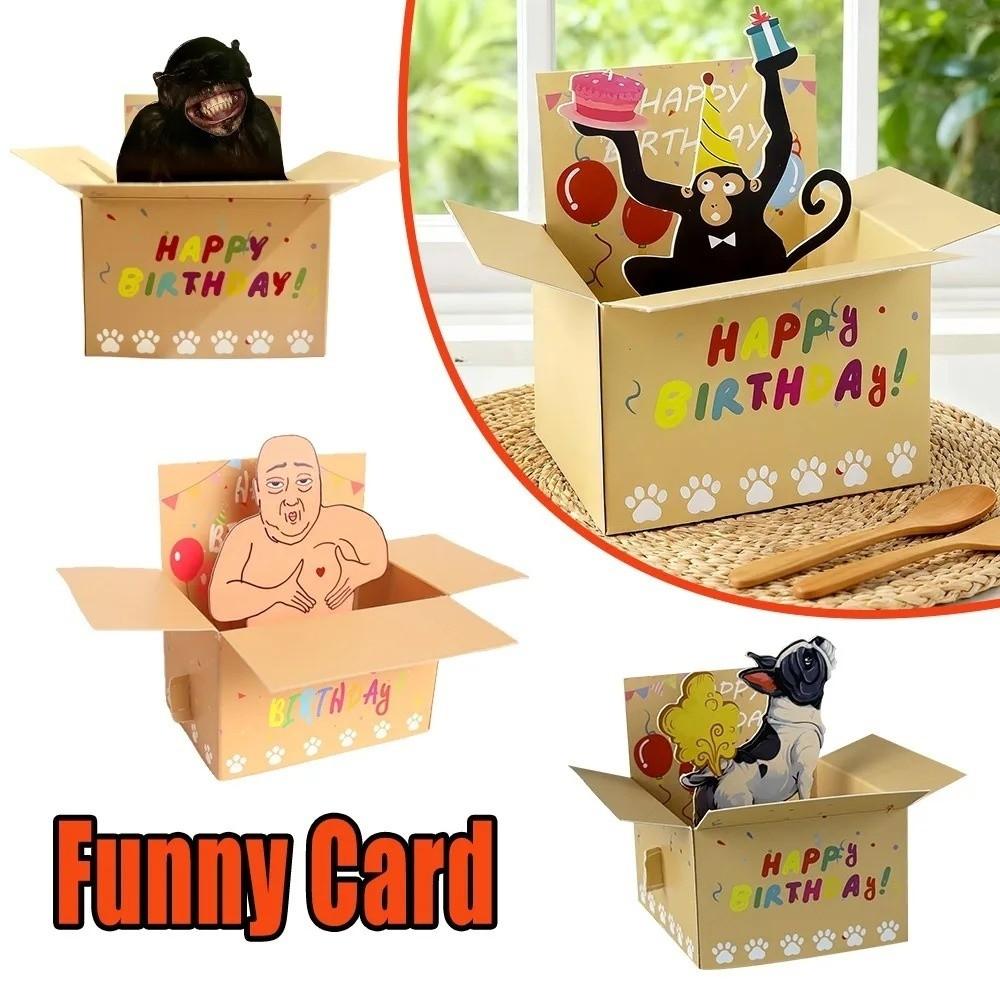Funny 3D Birthday Greeting Card Humorous Character Happy Birthday Card Wedding Decor