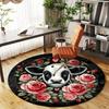 1pc Cow Roses Round Chair mat Area Rug - Non-Slip, Floor Mat for Office, Bedroom, home decor Christmas Gift-1002338