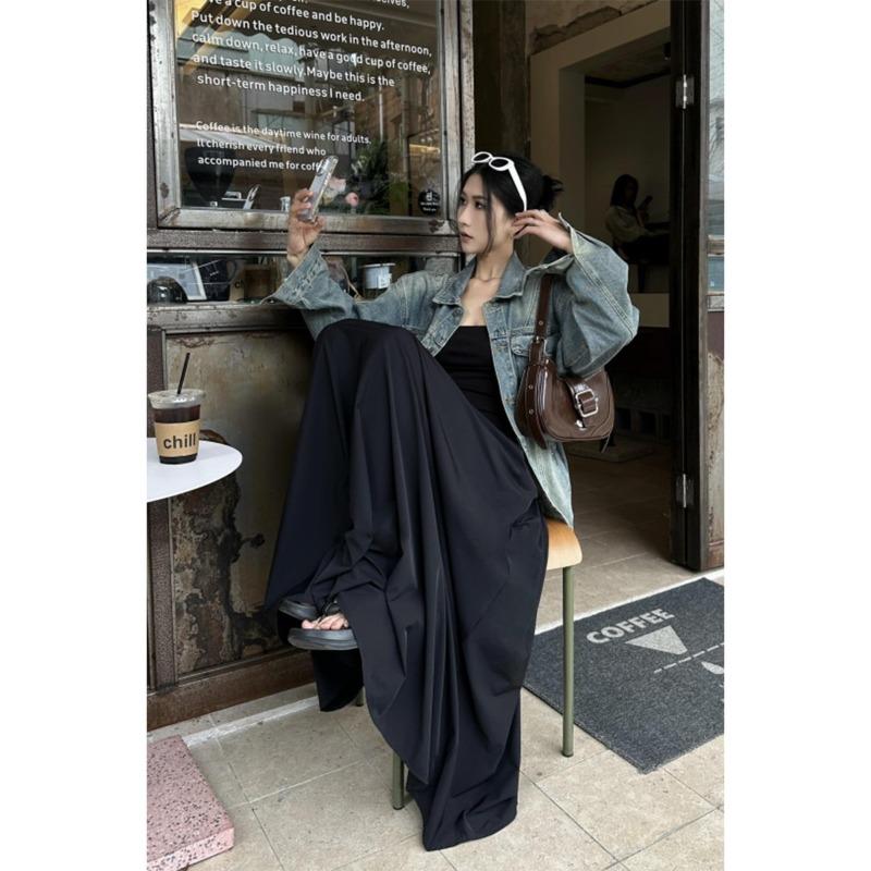 High-end Black Suspender Dress Women's Summer French Hepburn Gentle Wind Seaside Vacation Super Good-looking Long Skirt