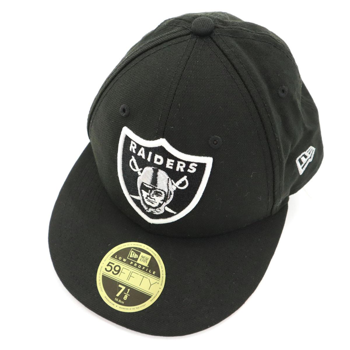 

NEW ERA 59FIFTY NFL Las Vegas Raiders cap 7 1/8 black hat Men s Used