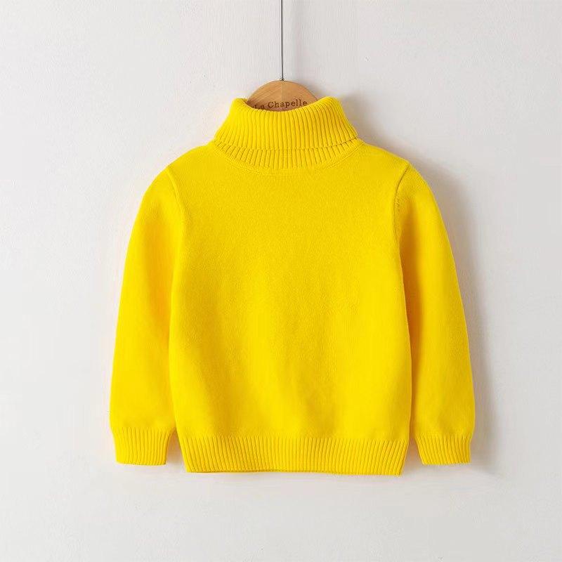 Children's Sweaters Autumn and Winter Pure Cotton Line Boys and Girls Baby Pullover Turtleneck Bottoming Sweater