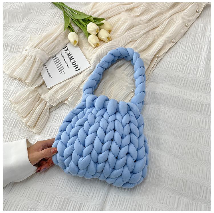 ins handmade knitted bag DIY material bag homemade coarse wool bag Icelandic thread bag armpit bag shoulder bag homemade trendy