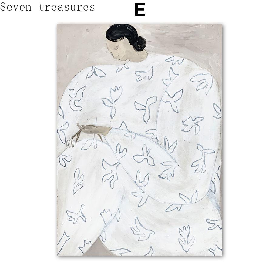 Abstract Line Geometry Curve Girl Wall Art Print Canvas, Modern Nordic Poster, Gallery Wall Picture for Living Room Decoration