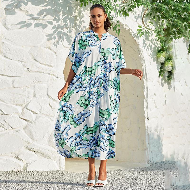 

Европейское и американское хлопковое платье-рубашка для пляжа на пуговицах 2023 One Size