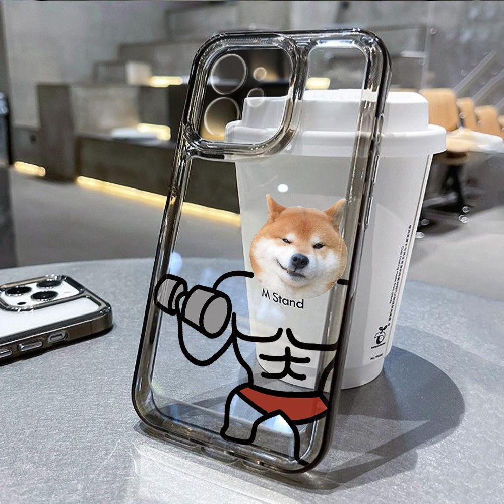 Funny Muscle Puppy Applies To iPhone17 Mobile Phone Case 16pro Fine Hole X Apple 14 All-inclusive 15 Anti-drop Niche