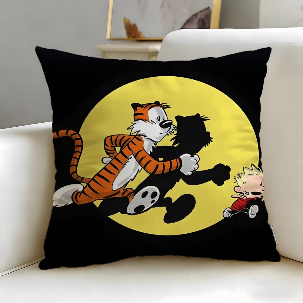 classic comic Calvin and Hobbes Cushion Cover Soft EasyWash Pillow Case Versatile for Couch Bed Travel and Office