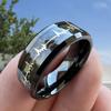 Vintage Carbon Fiber Heartbeat Couple Rings Fashionable Hand Jewelry For Lovers