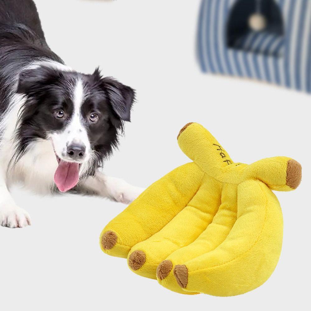Yellow Squeaky Dog Toy Plush Banana Teeth Grinding Toys Pet Interactive Toys Indoor Outdoor Use