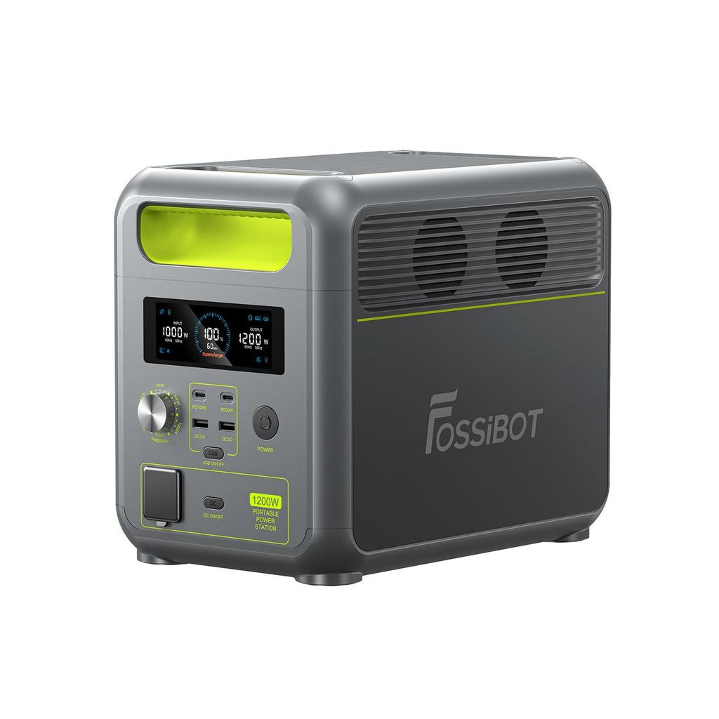 FOSSiBOT F1200 პორტატული ელექტროსადგური 1024Wh LiFePO4 ბატარეის ტევადობა 1200W ნომინალური სიმძლავრე 7 გამომავალი პორტი BMS დაცვა 5 სიჩქარიანი შემავალი რეგულატორი