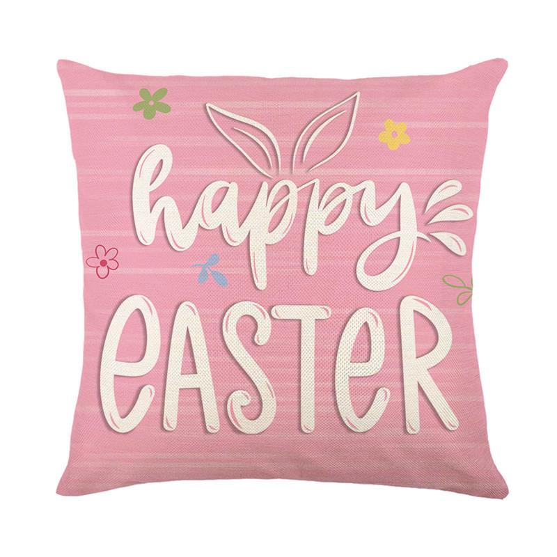 Easter Pillow Cover Rabbit and Easter Egg Spring Home Decoration Retro Double sided Printed Sofa Bed Decoration Cushion Cover
