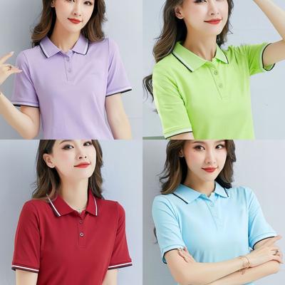 Short-sleeved Polo Shirt Printing Pictures Casual Sports Top T-shirt for Women Summer