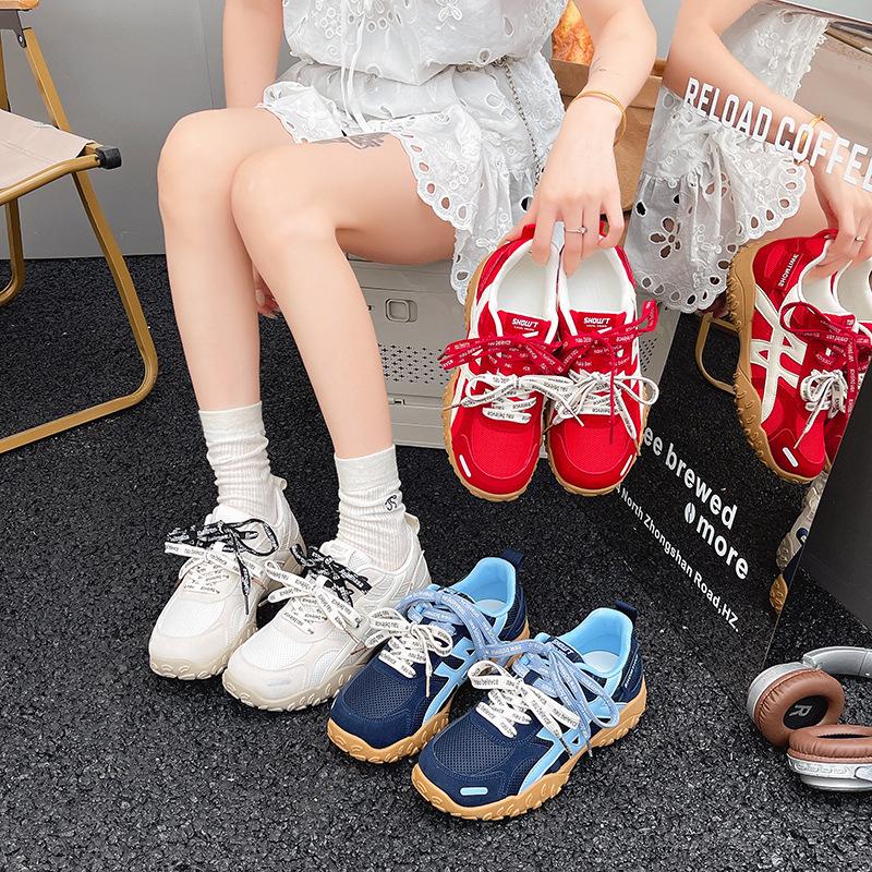 Leather mesh breathable Forrest Gump shoes women's 2025 summer and autumn new niche design sports and leisure shoes white shoes women