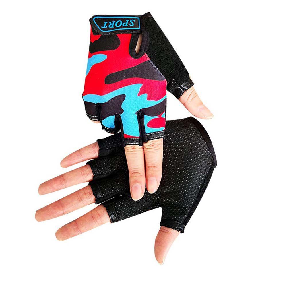 Skating Half Finger Golves Children Cycling Gloves Riding Equipment Camouflage Bike Mittens