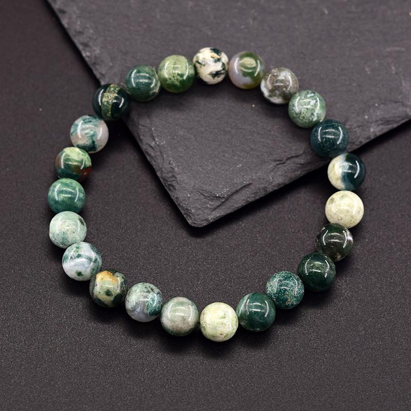 Genuine Tree Patterned Agates Beads Bracelet Woman Real Natural Moss Agates Bracelets Man Energy Stones for Healing Fengshui