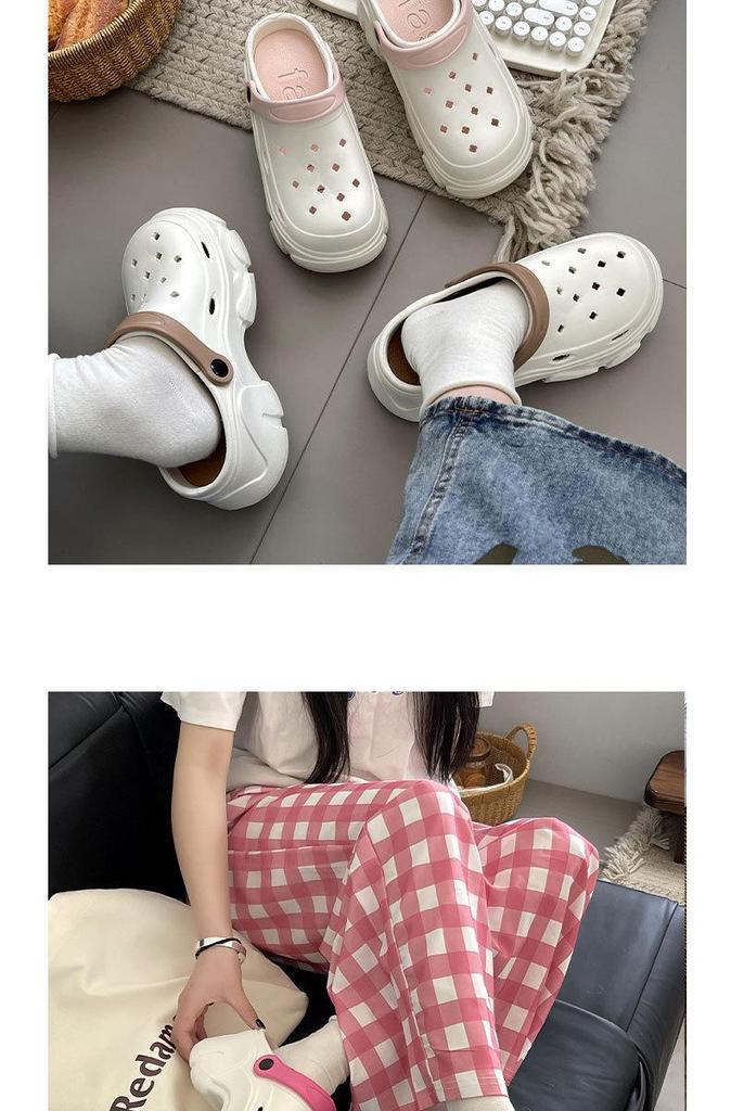 2026 Women's Thick Sole Garden Shoes: Non-Slip High-Heeled Beach Slippers with Arch Support and Closed-Toe Design