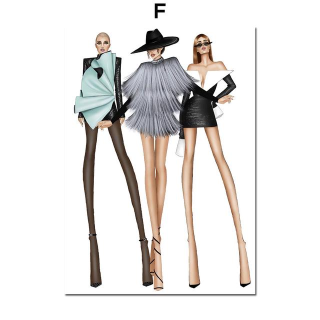 

Модный манекен для девочек, платье, юбка, настенная живопись на холсте, скандинавские постеры и принты, настенные картины для декора гостиной 21x30cm No Framed