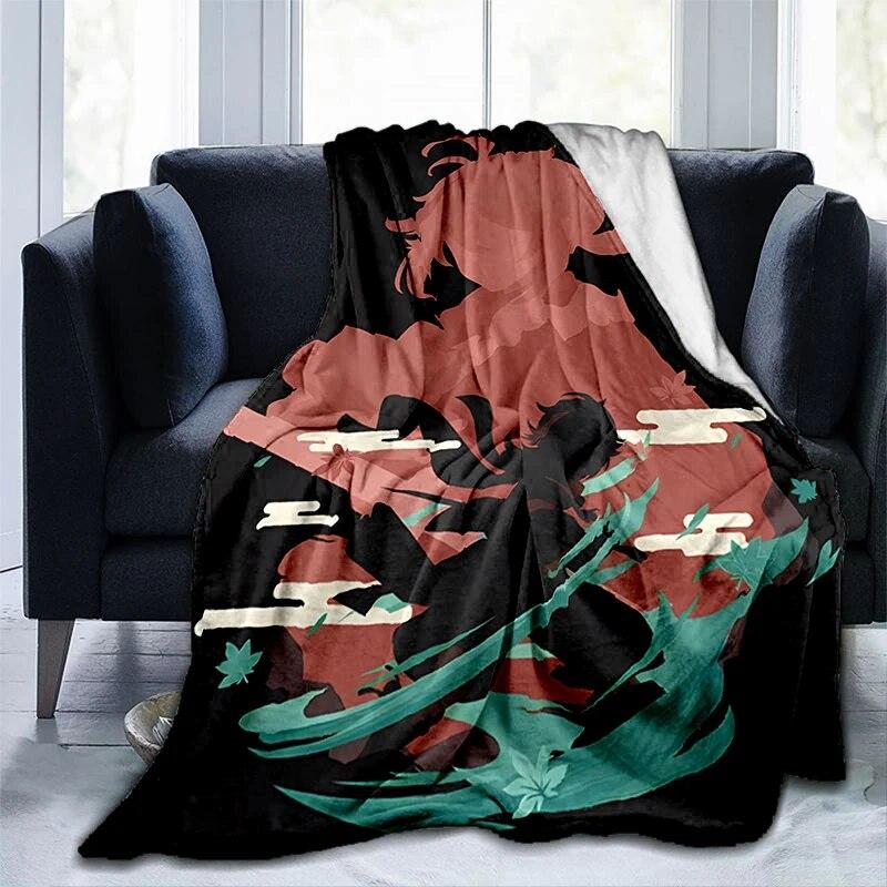 Popular Games Genshin Impact Printed Blanket Flannel Warmth Soft Plush Sofa Bed Throwing Blankets Plush Throwing Anime Blanket