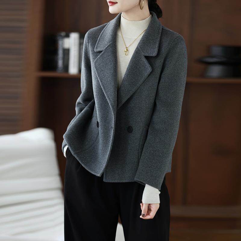 100% Wool Women Jacket TIDENOVEL Autumn Wool Blazer Handmade Suit Jacket Winter Warm Wool Coat