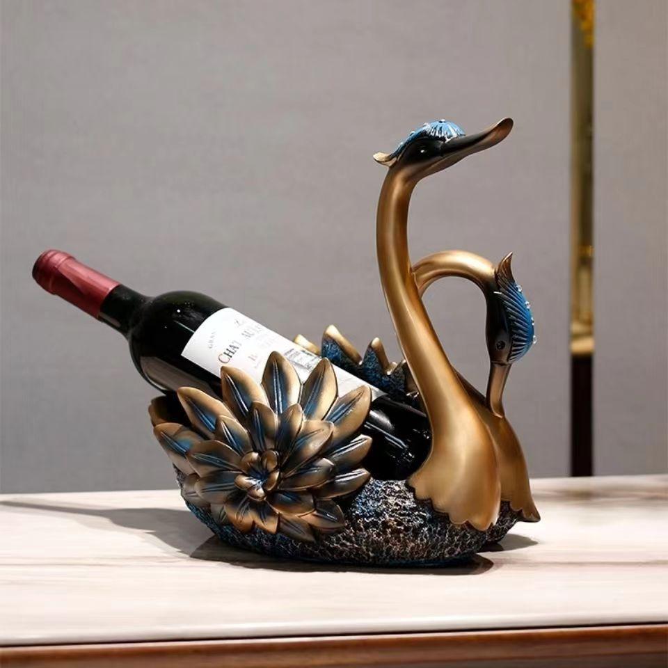 Red Wine Rack Ornaments Swan Home Living Room Dining Table Tray American Light Luxury Wine Cabinet Decoration Dining Cabinet