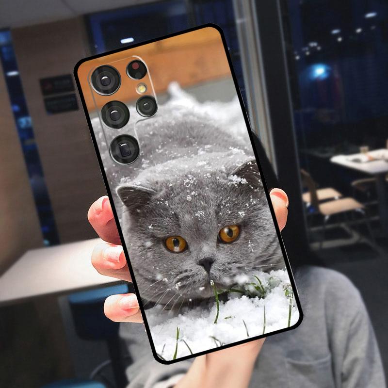 British Shorthair Cat Cover For Samsung Galaxy S25 Ultra S24 S22 S21 S23 Plus S20 FE S9 S10 S24 FE Phone Case