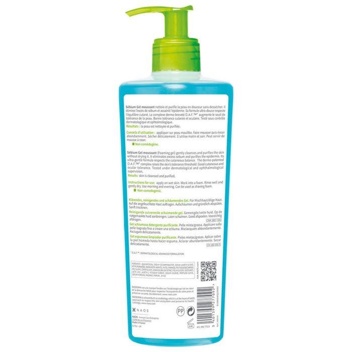 Gel Nettoyant Moussant - BIODERMA - SEBIUM - 500ml - Hypoallergénique - Sans Parabène