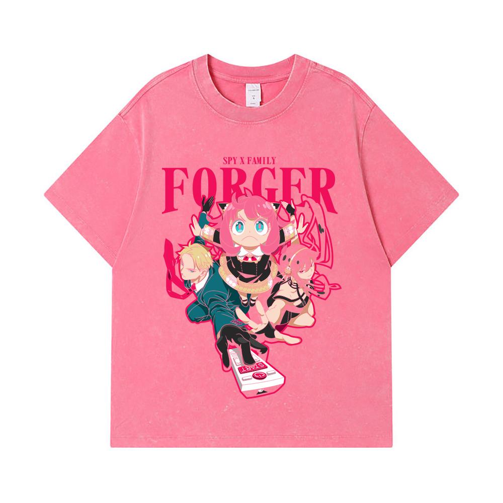 275 GSM Washed T-shirts 100% Cotton Spy X Family V1 Forger Print Unisex Heavy Cotton T Shirt