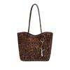 Tote bag women's large capacity 2025 new autumn and winter versatile leopard print retro shoulder bag student class commuter bag