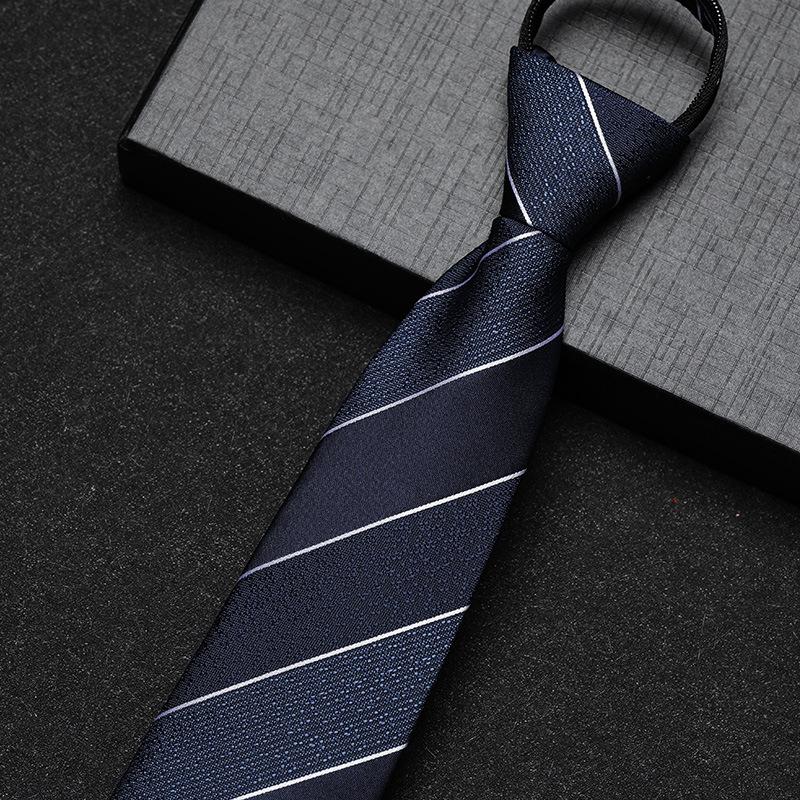 Business Dress Lazy Zipper Free Groom Best Man Wedding Korean Narrow Shirt Striped Plaid Tie