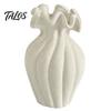 Wavy Neck Vase for Dried Flowers Modern Flower Vase, Minimalist Holder, Decorative Ribbed Texture with Unique Dining Table Rim, Ideal Fresh