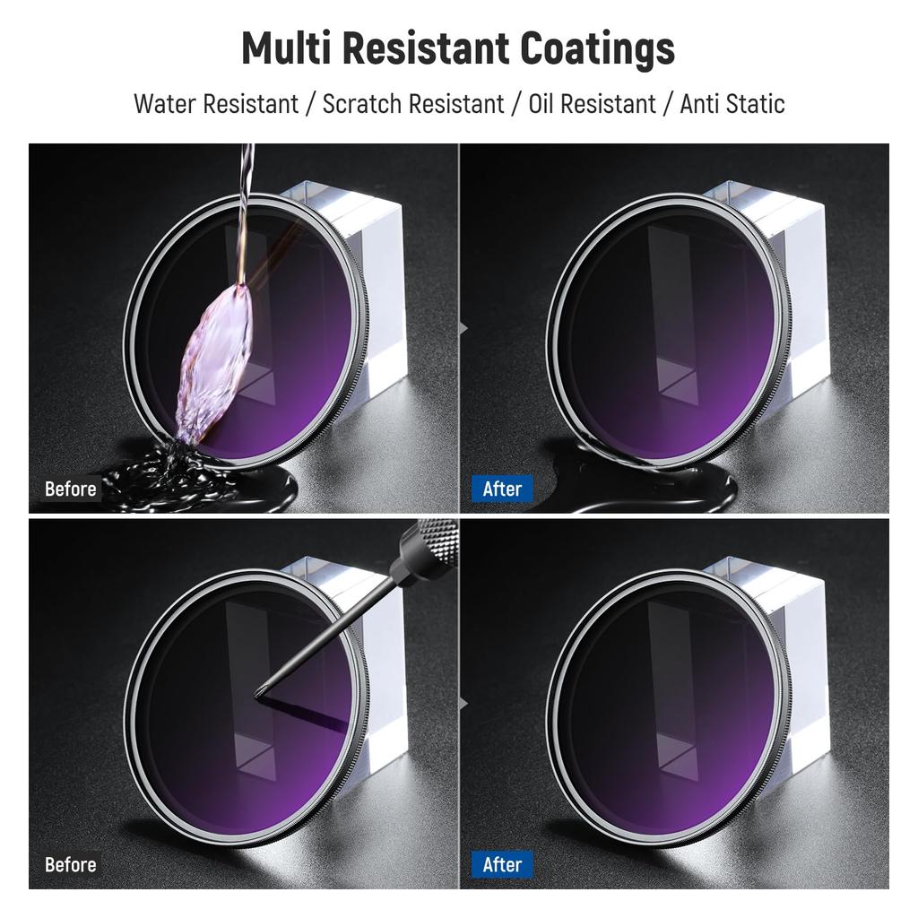 NEEWER 67mm Variable ND Filter True Color Hard Stops Optical Slim Aluminum Neutral Density Filter for Cameras (ND8-2000), & Stops, 3-11 Adjustable,