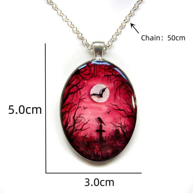 Vampire's Moon Gothic Ghost Pendant - Halloween Jewelry
