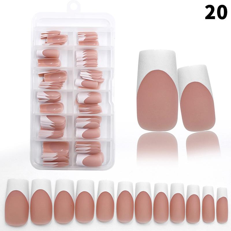120 buc/cutie Unghii French Press On Nude Roz Mat 12 mărimi Pătrate Extra Lungi Acoperire Completă Gel Moale Vârfuri Unghii False Extensie Unghii