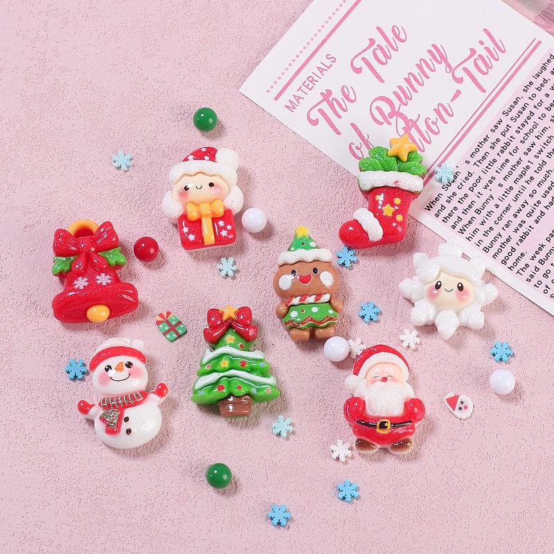 10 Piezas Nuevo Lindo Resina Navidad Muñeco de Nieve, Árbol, Serie Campana Pequeña Espalda Plana Scrapbooking DIY Joyería Artesanía Decoración Accesorios