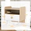 Kids Bedside Table with Drawer and Open Storage Shelf, Wooden Nightstand for Bedroom, Bedside Cabinet, White
