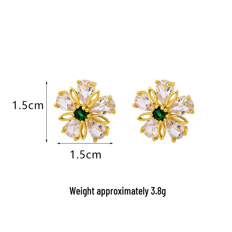 Luxuriöse pastorale Zirkon-Blütenstecker - Damen Gold, Vielseitiger & Langlebiger farbechter Schmuck