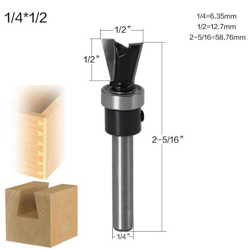 

1/2Pcs 1/4 дюйма 14 градусів ластівчин хвіст фреза з підшипником гравірувальна машина ластівчин хвіст дерево фреза Деревообробні інструменти 1/4*1/2