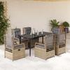 VidaXL Garden Dining Set and Cushions 7 Pcs Beige Poly Rattan 3263003