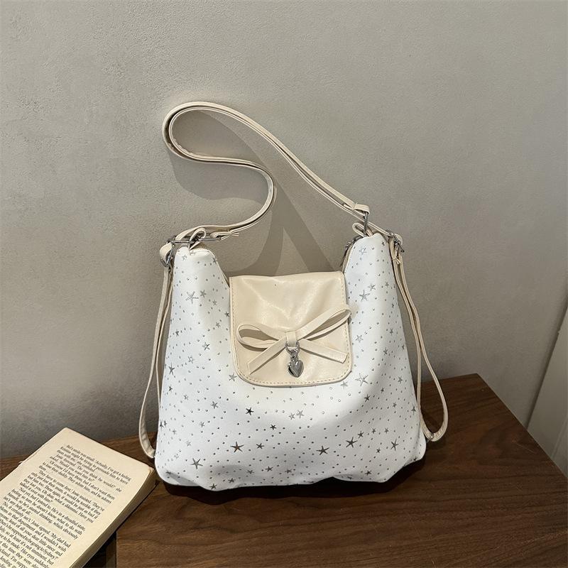 Korean Aesthetic Polka Dot Tote Bag Casual Waterproof Fabric Handbag for Ladies Daily Shopping