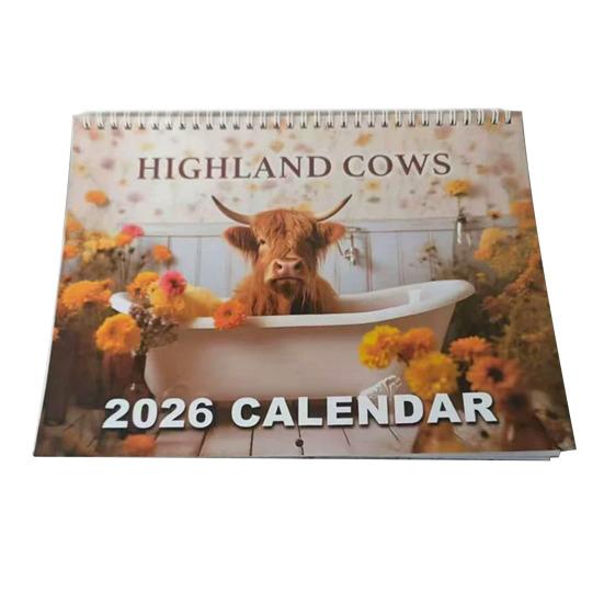 Highland Cow Calendar 2026 Scottish Cow Wall Calendar Hanging Monthly Planner Animal