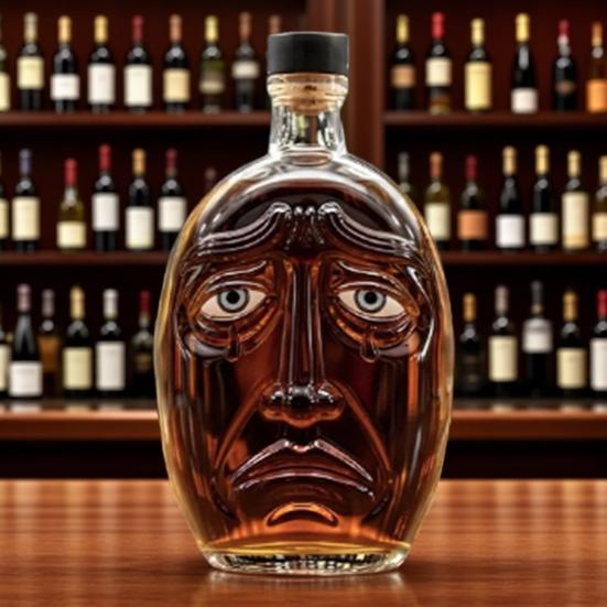Pumpkin Wine Bottle with Human Face Creepy Cute Spooky Wine Bottle Unique Evil Smirks Fun Face Bottle for Halloween