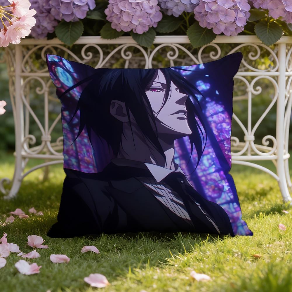 B-Black Anime B-Butler Cushion Cover Home & Car Dual-Scene Pillow Cover: Reversible for Premium Comfort