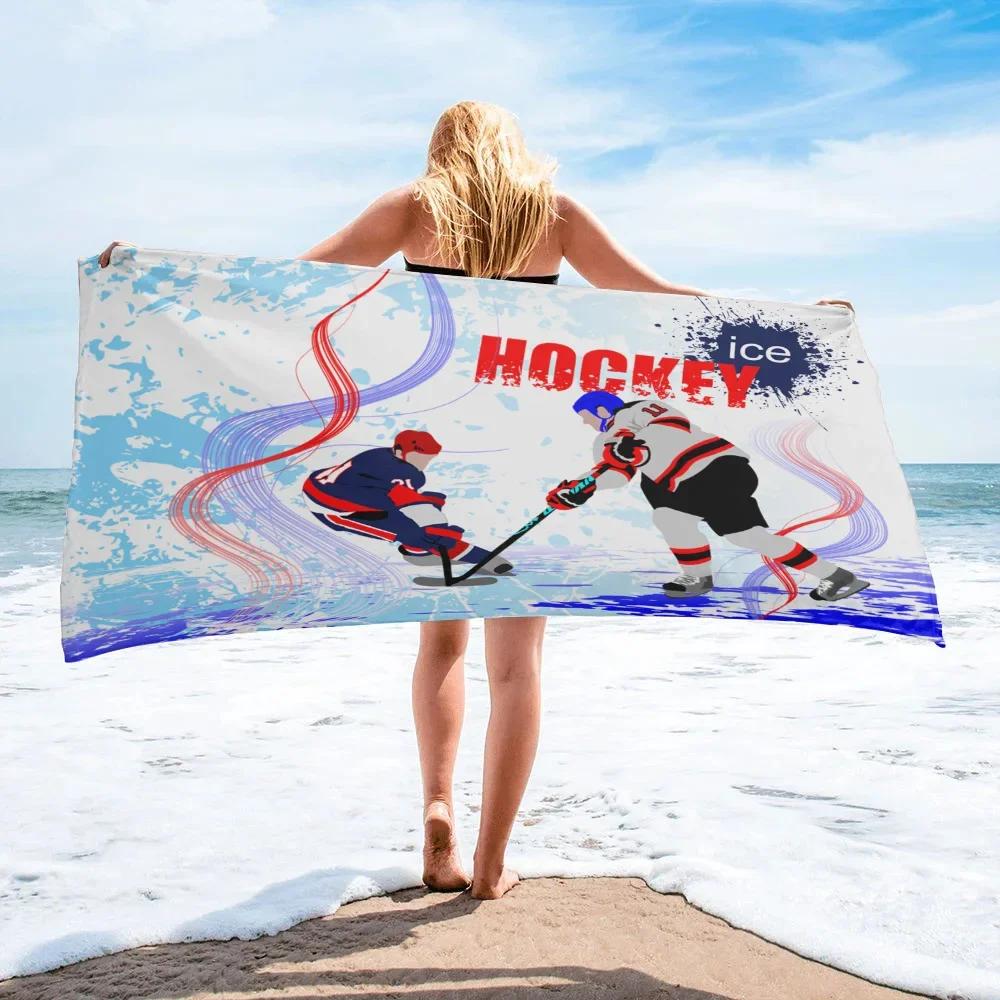 Retro Abstract Hockey Sneakers Soft Quick-drying Bath Towels Outdoor Seaside Round Beach Towel Microfiber Face Towel
