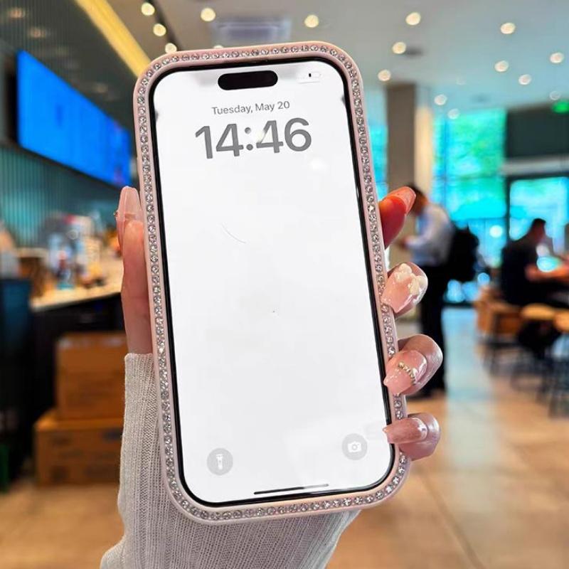 Double-sided Diamond Phone Cover For iPhone 13 14 Plus 15 16 Pro Max Gradient Color Dazzling Case For iPhone 12 11 Hard Cases