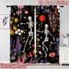 2D flat printing 2pcs Curtain Curtains Halloween Dancing Skeletons Flowers Digital Printed Polyester Drapes Party Decorations