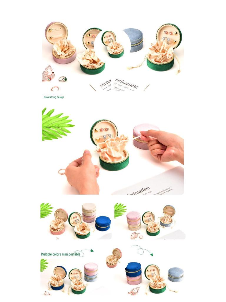 Přenosná sametová krabička na šperky ve tvaru srdce pro náhrdelníky a náušnice - Malá, velká kapacita