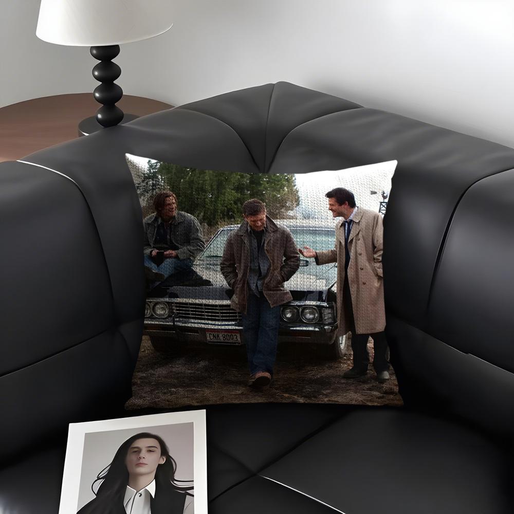 

SSupernatural TV Series Cushion Cover Natural Linen Organic Fabric DoubleSided Printing Sofa Home Decor Gift Pillow Case 30x30cm