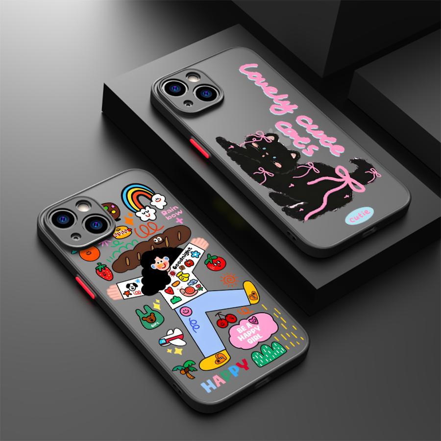 Cartoon Character Cat Case for iPhone 17 Pro Max 16 Plus 14 7 8 SE 15 11 XS XR 13 Mini Air 12 Funda Back Phone Cover