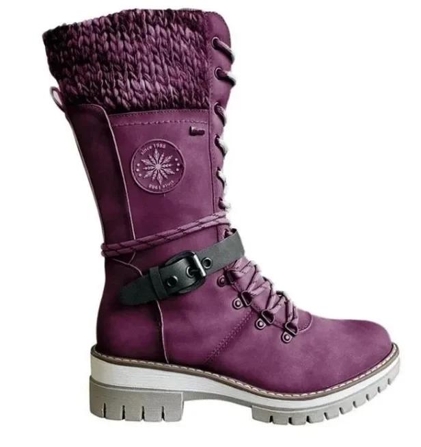 High Quality Women's Boots Warm Women Snow Boot Non-slip Mid-calf Boots Knitted Winter Women Shoes Low Heel Botines Para Mujeres