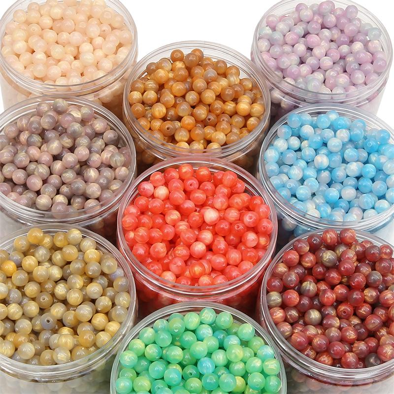 Perles en Résine 8mm/10mm/12mm Ciel Étoilé Coloré Perles Espacement Rondes Libres Pour Collier Bracelet Boucle d'Oreille Porte-clés Fabrication de Bijoux DIY Accessoires