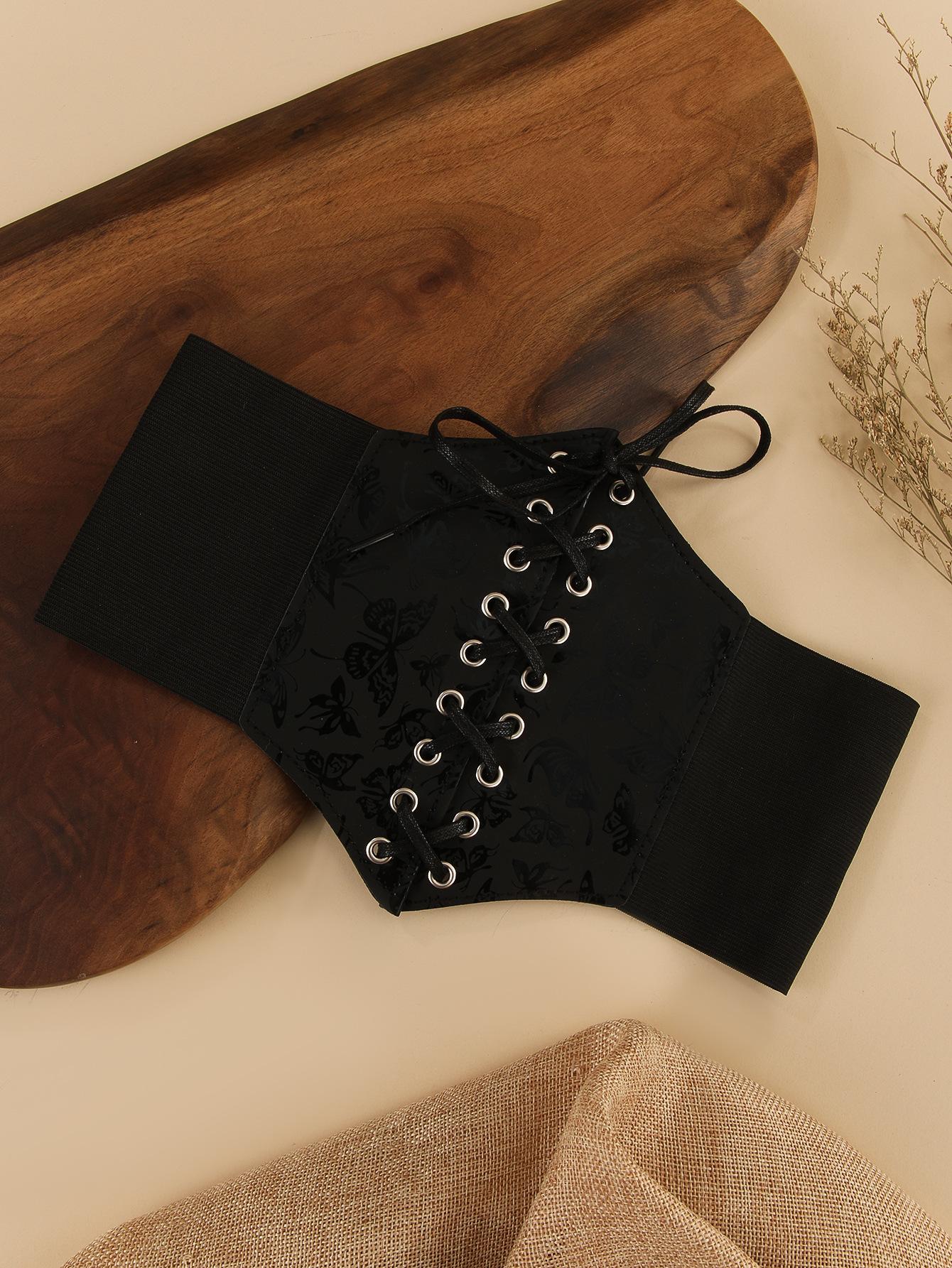 Женский широкий пояс-корсет с бабочкой